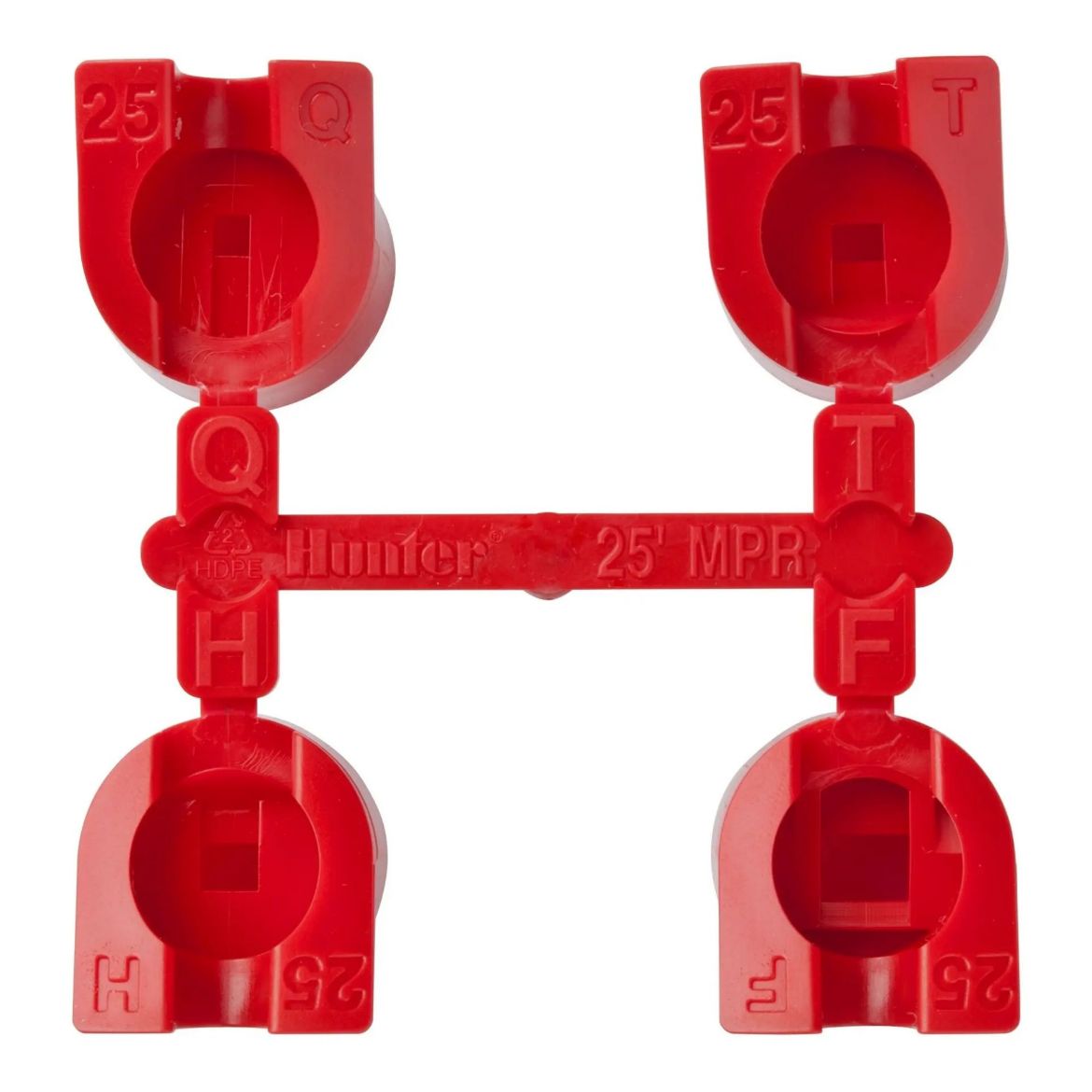 Picture of Hunter MPR 25' Matched Precipitation Nozzle Rack with all 7.6m radius nozzles. Includes a Quarter, Third, Half and Full Circle nozzle Red