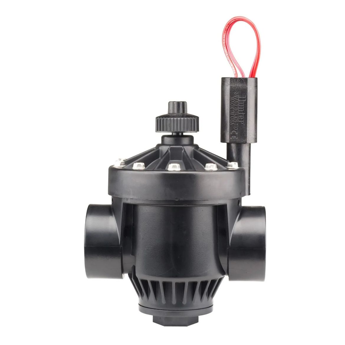 Picture of Hunter 40mm PGV solenoid plastic globe/angle valve with flow control, female BSP inlet and outlet