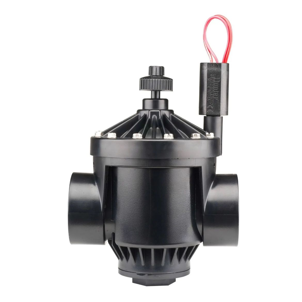 Picture of Hunter 50mm PGV solenoid plastic globe/angle valve with flow control, female BSP inlet and outlet