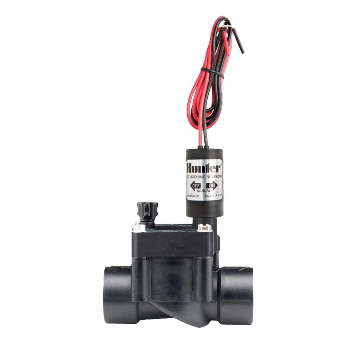 Picture of Hunter 25mm PGV solenoid plastic globe valve without flow control, female BSP inlet and outlet and DC latching solenoid