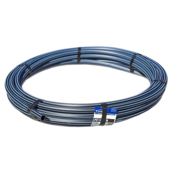 25mm PE100 PN16 Metric Poly Pipe Blue Stripe 200m Coil *CALL/EMAIL FOR PRICE* - Click Image to Close