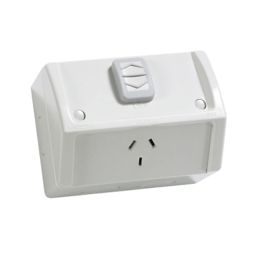 NLS - Clipsal Weatherproof Single Power Outlet Surface Mounted 10A 250V - Click Image to Close